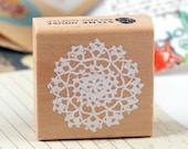 Round Lace Wooden Rubber Stamp