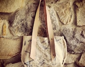 organic painter's canvas mini tote //  indigo stained // sashiko stitched // leather handles //  rivets