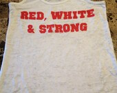 Red white and strong-Racer Back Tank
