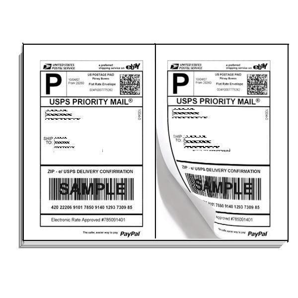 100 Shipping Labels - White, Half Page Labels for PayPal, Stamps.com, USPS