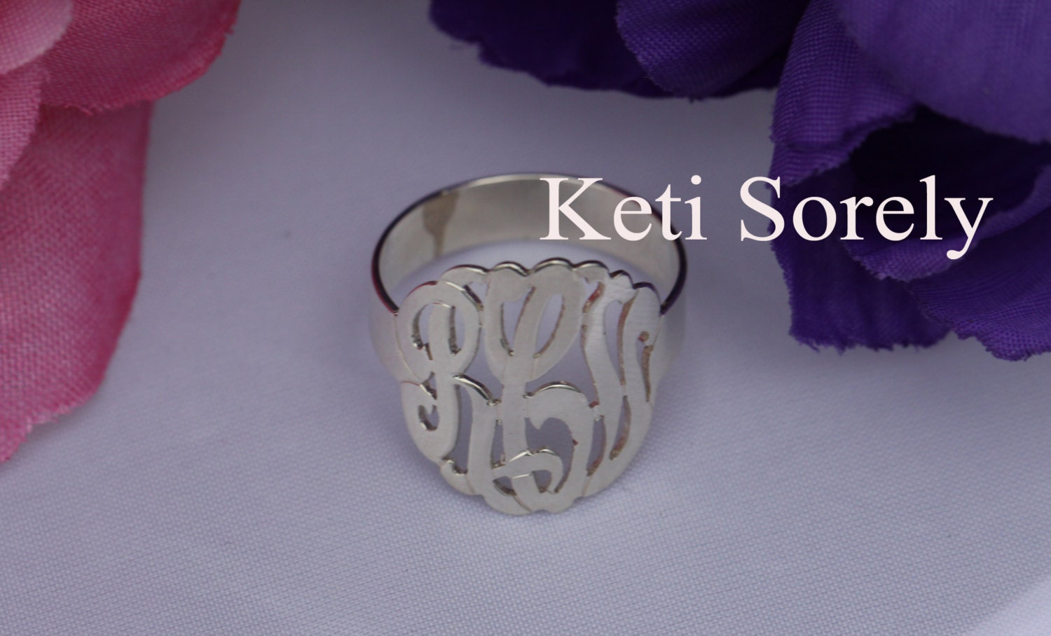 10K White Gold Initials Ring -  (Order Your Initials)