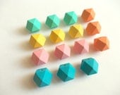 Summer Pastel Geometric Mix Wood Beads,Hand Painted wood Beads,  Geometric Jewelry,Do it Yourself Geometric necklace
