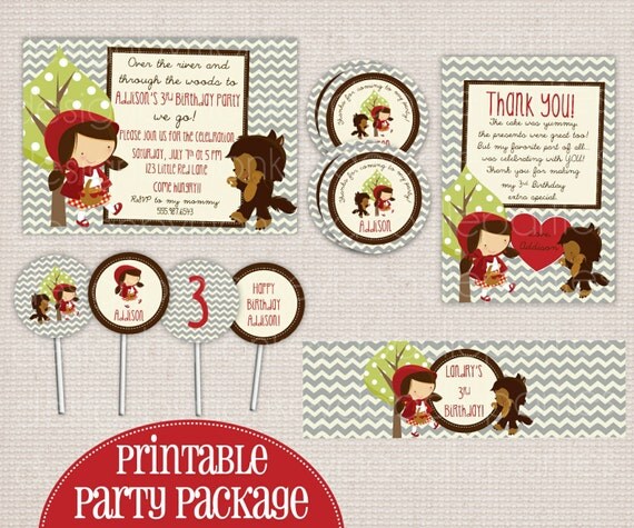 Adorable Little Red Riding Hood Story Book Printable Birthday Party Package Il_570xn