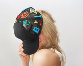 UTHA embroidered black trucker hat /mens hat / cap