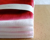 Set of 4, 13x13 Tulip Red Ombre Dip Dyed Cotton Flour Sack Napkins