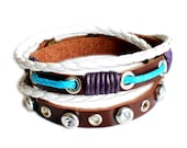 Leather wrist bracelet with leather ,alloy ,diamond ,Wax rope ,cuff bracelet women cuff bracelet men bracelet friendship gift bracelet d-363