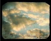 Sky Print, Cotton Candy, Pastel Yellow, Powder Blue, Summer Sky, Joyful, Archival Paper, Black Borders, 8X12 Fine Art, Cloudscape Photo