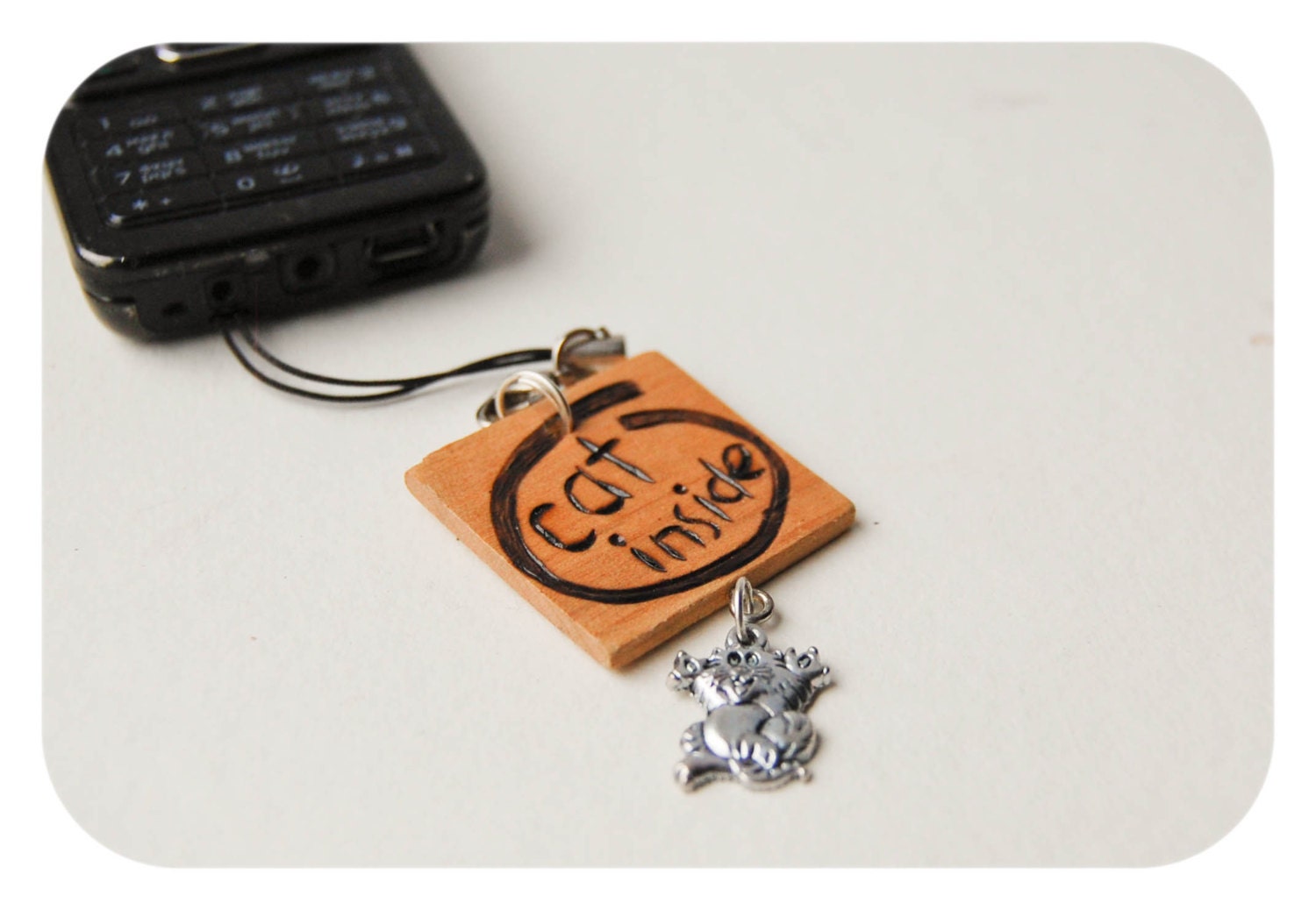 Cat Cell Phone Charm - Geeky Charm - Cat Zipper Pull