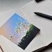 Pure Spring Note Cards Set in Blue - Moss, Dandelion, Air Bubble Blank Cards - Set of 4 Square Blank Notecards 4x4