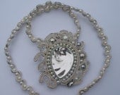 White Soutache Necklace with Beads