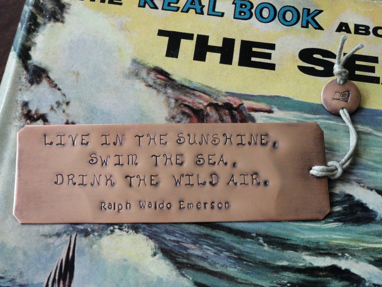 RALPH WALDO EMERSON quote, Antiqued Copper bookmark, hand-stamped