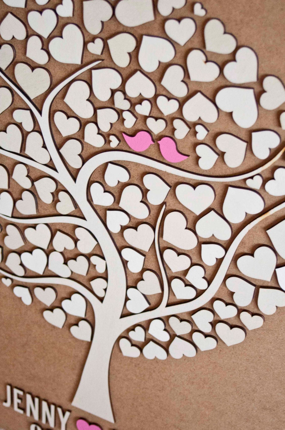 Custom wedding guest book alternative - 3D Wedding Tree guest book - wood rustic wedding guest book - Tree of Hearts - CUTIE POP 110 hearts