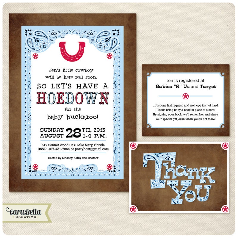 Cowboy Western Baby Shower or Birthday Invitation, Printable Kit