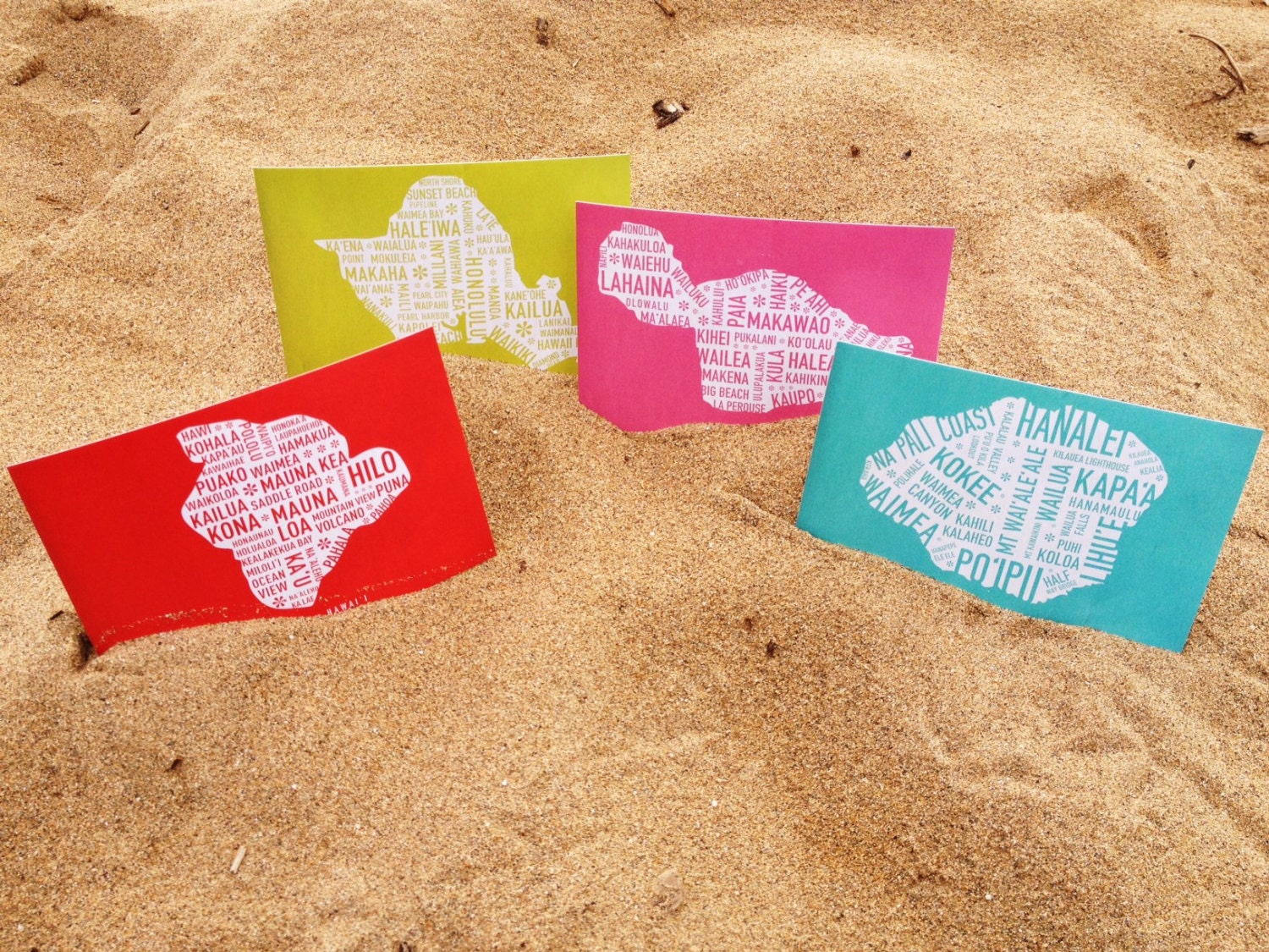 4x6 Postcard Set of Hawaii Maps