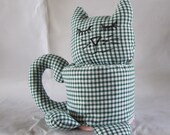 Cat Toilet Roll Cozy Cover Storer Green Gingham