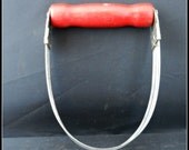 Vintage 1950s Androck dough blender pastry pie masher whisk kitchen tool with red wooden handle and natural patina