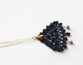 Necklace blue pendant with long golden chain spring jewelry