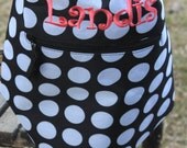 Black and Pink Polkadot Drawstring Backpack Cinchsak Bookbag Girls Monogrammed Personalized Tote