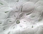 HUGE WHITE DUVET / King White Comforter Duvet Cover / White on White Cutwork Embroidery