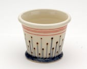 Porcelain Cocktail Cup with Red Spiral and Blue, Drippy Dots
