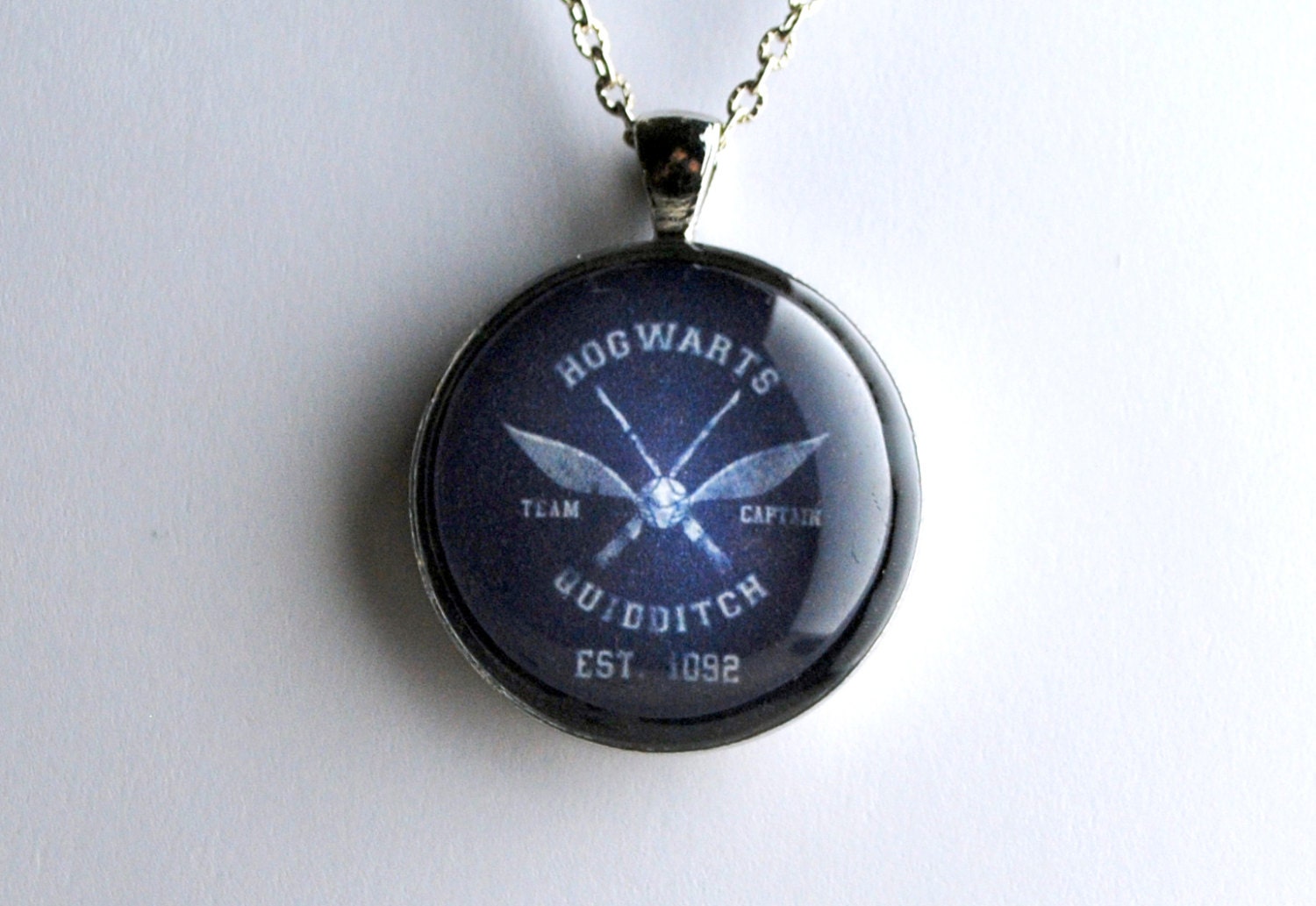 Harry Potter Inspired Necklace Hogwarts Quidditch Pendant in Antique Silver