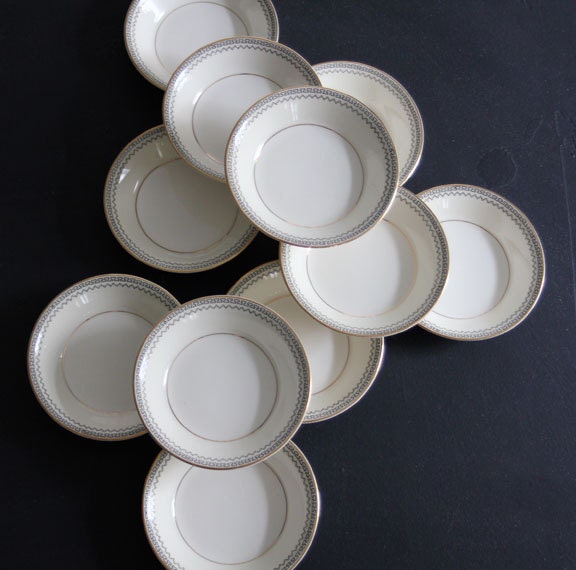 Greek Key China Sauce Dish Set by Pope Gosser