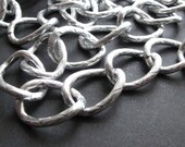 Large Textured Bright Shiny Silvertone Oval Curb Chain, Unsoldered Open Links by foot (1 foot)