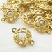 Vintage Filigree Brass wrapped Crystal Clear Lucite Jewel Connectors Beads (6)