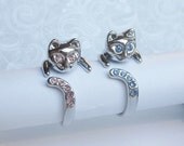 SALE -  3 Kitty Rings Buy 2 get 1 Free - Beautiful Cat Rings with pink/blue crystals.Cat - cat lover - cats - kitty ring - kitten