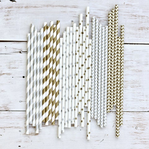 SAVE 10% - 250 x Metallic Paper Straws