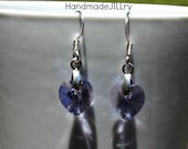 Provence Lavender Swarovski Crystal Heart Drop Earrings