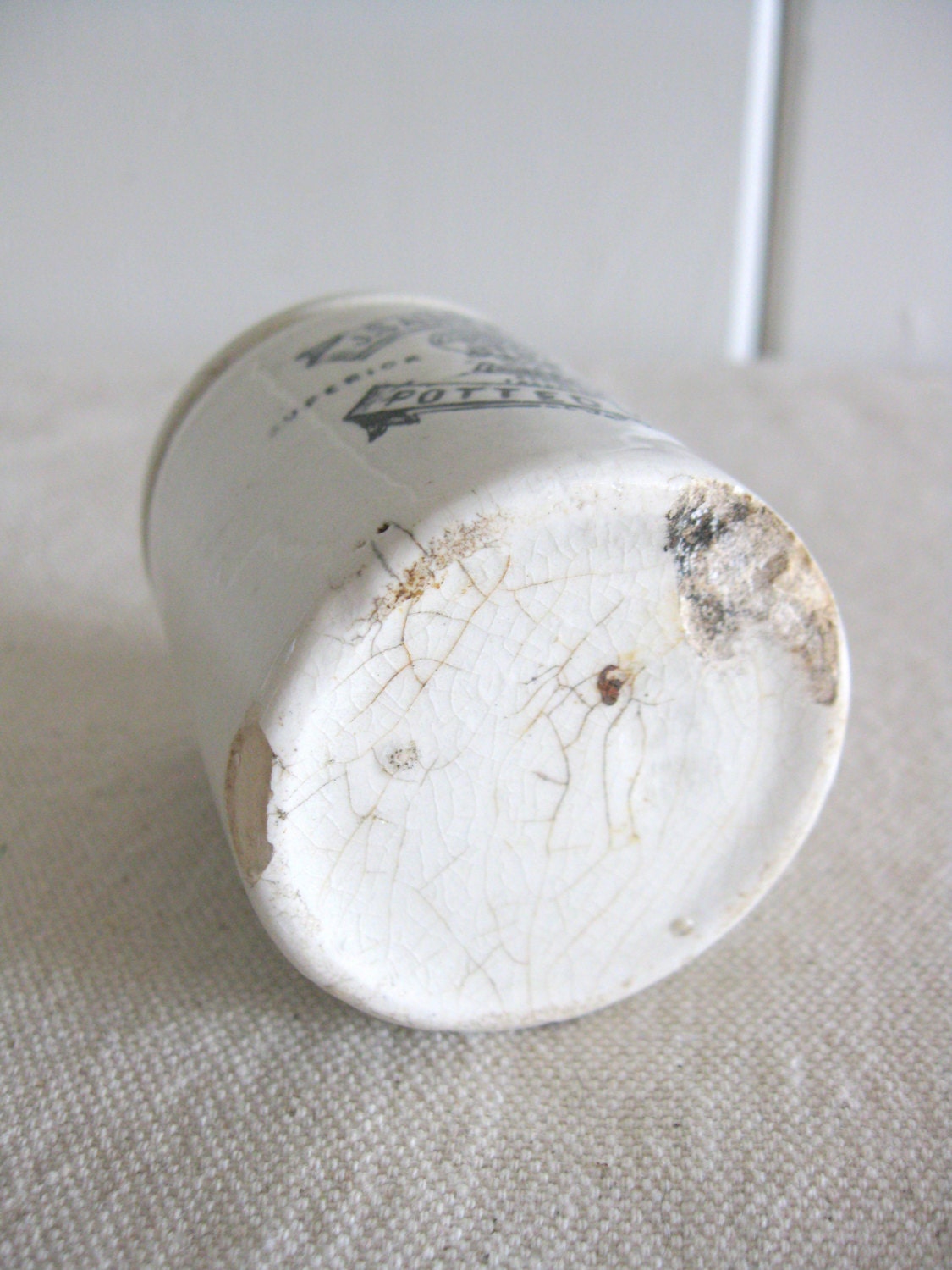 Antique Stoneware Crock, English Potted Meat Jar, Sainsburys, Ironstone Pot with Advertising