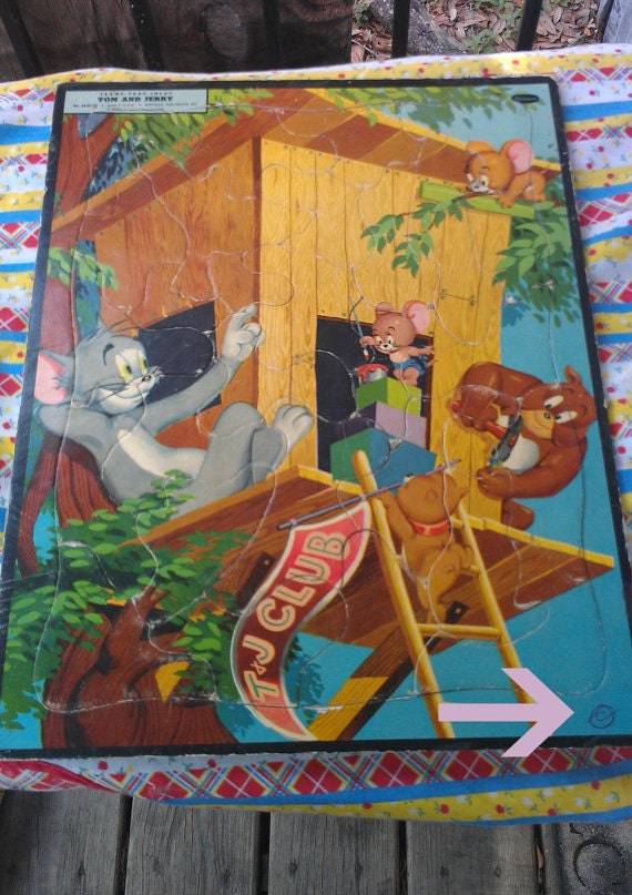 Vintage Puzzle Tom and Jerry Frame-Tray Inlay Puzzle Copyright-Loews Whitman Pub.