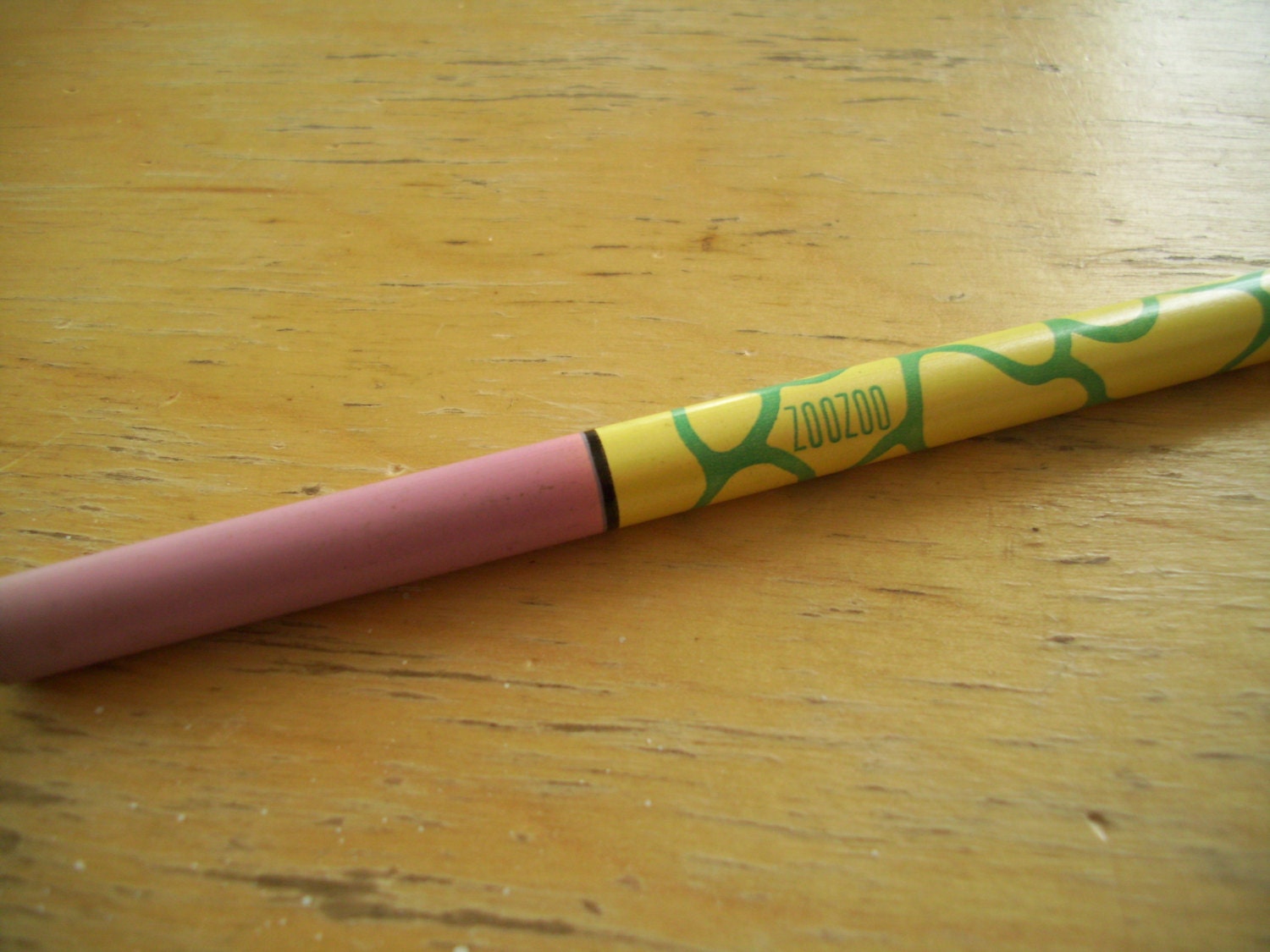 80s Zoo Zoo Pencil Yellow Green Lilac Giraffe Print. Vintage Kawaii Stationery. Blossom team