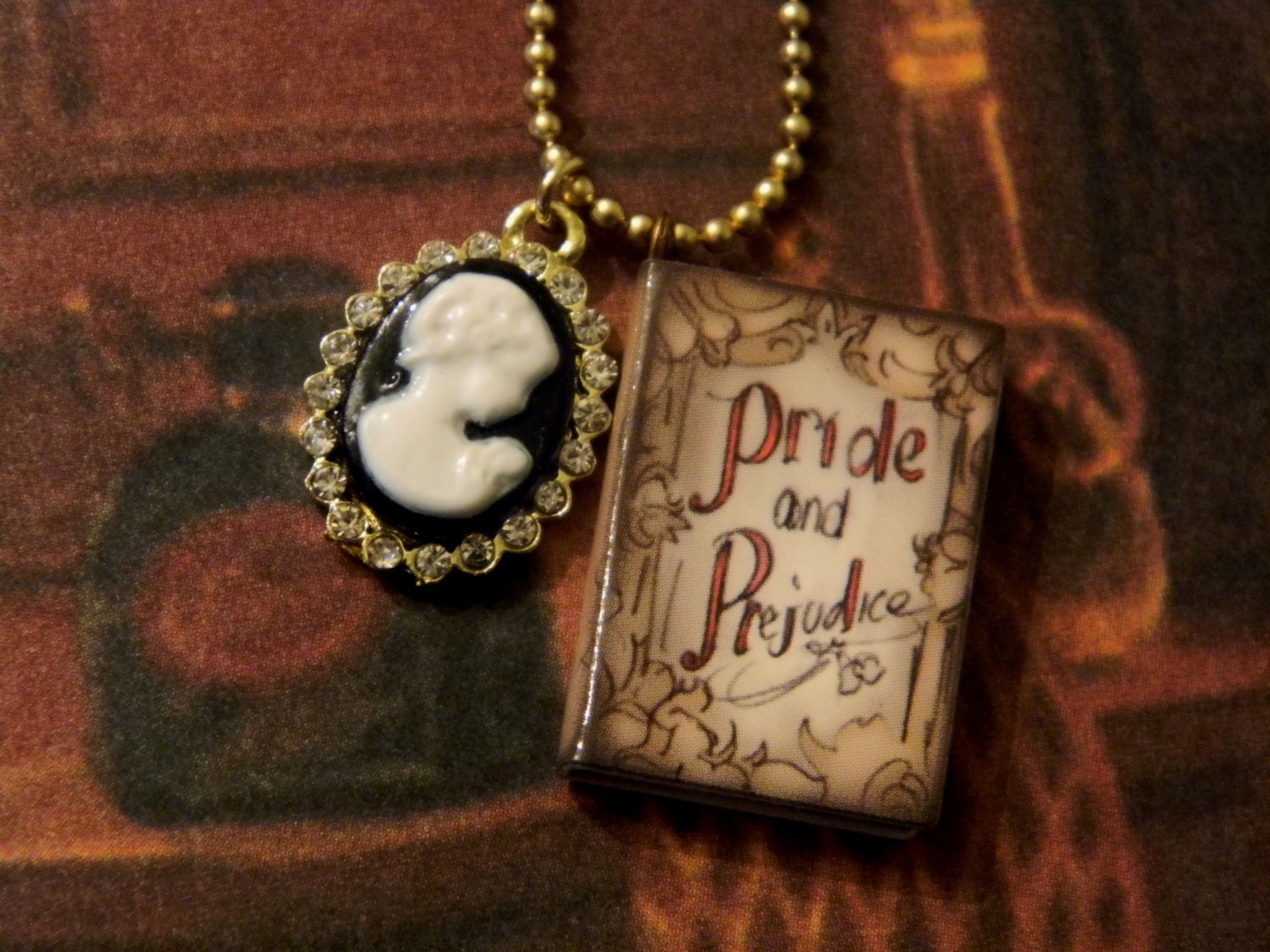 Pride And Prejudice Charm Necklace. Jane Austen. 18 Inch Chain.
