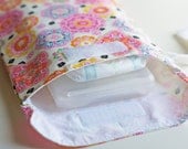 SALE Diaper & Wipes Wristlet / Diaper Pouch / Diaper Clutch - Floral Medallions in Pink