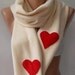 LOVE - Super elegant scarf /shawl long scarf...Beige - red heart...