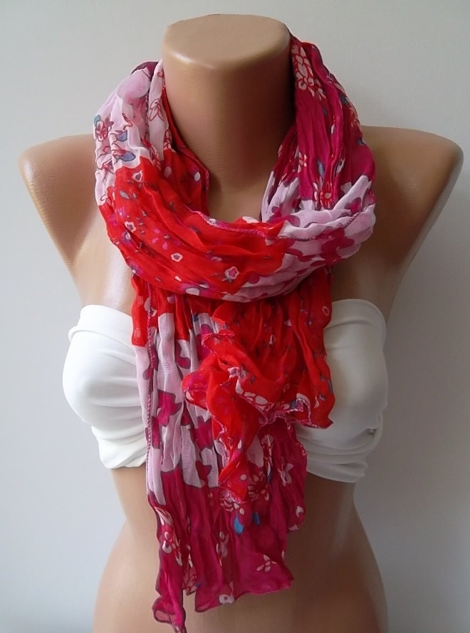 Georgeus scarf  Elegant scarf soft scarf  flowered scarf  summer scarf...Mothers Day gift