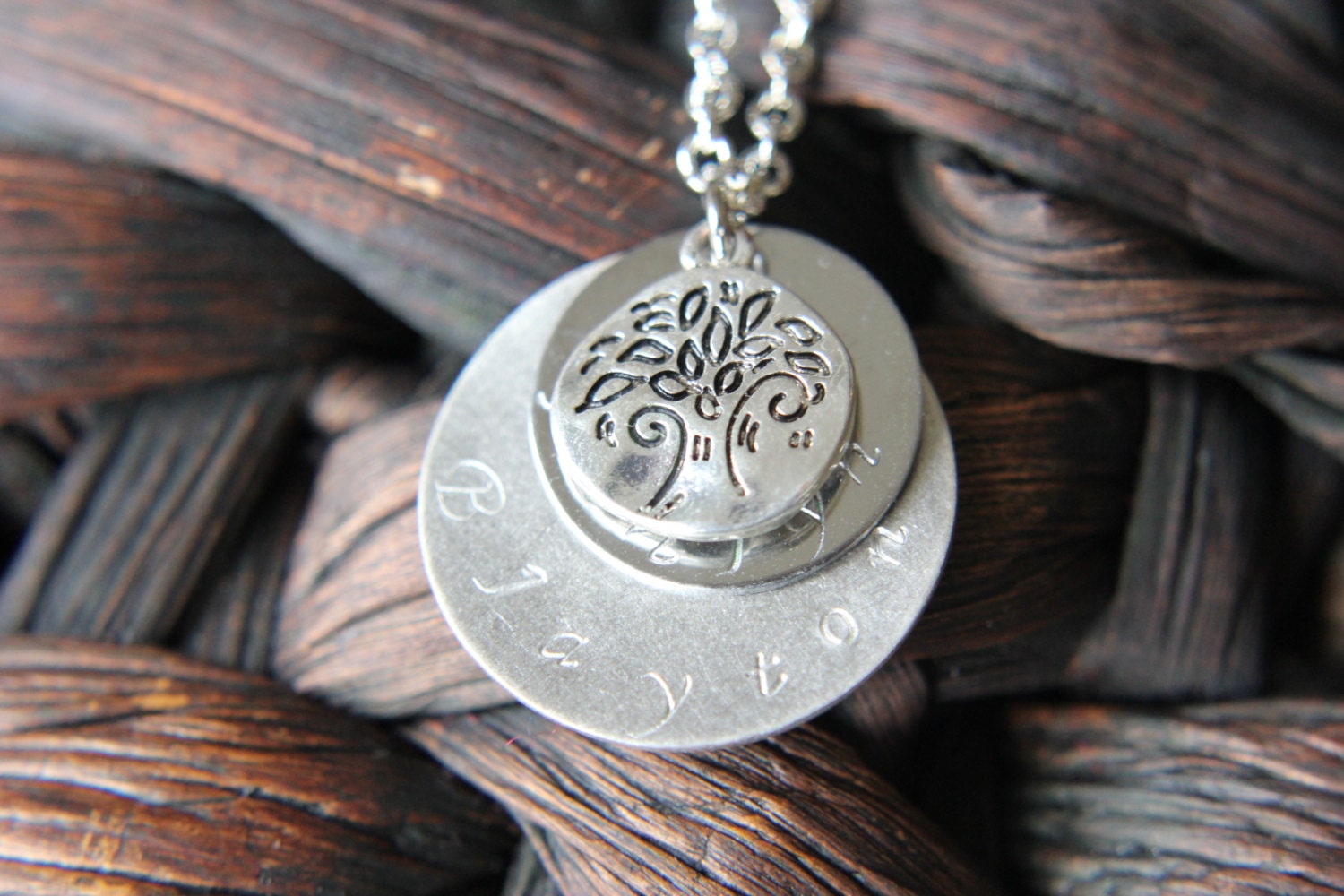 Hand stamped necklace with children's names