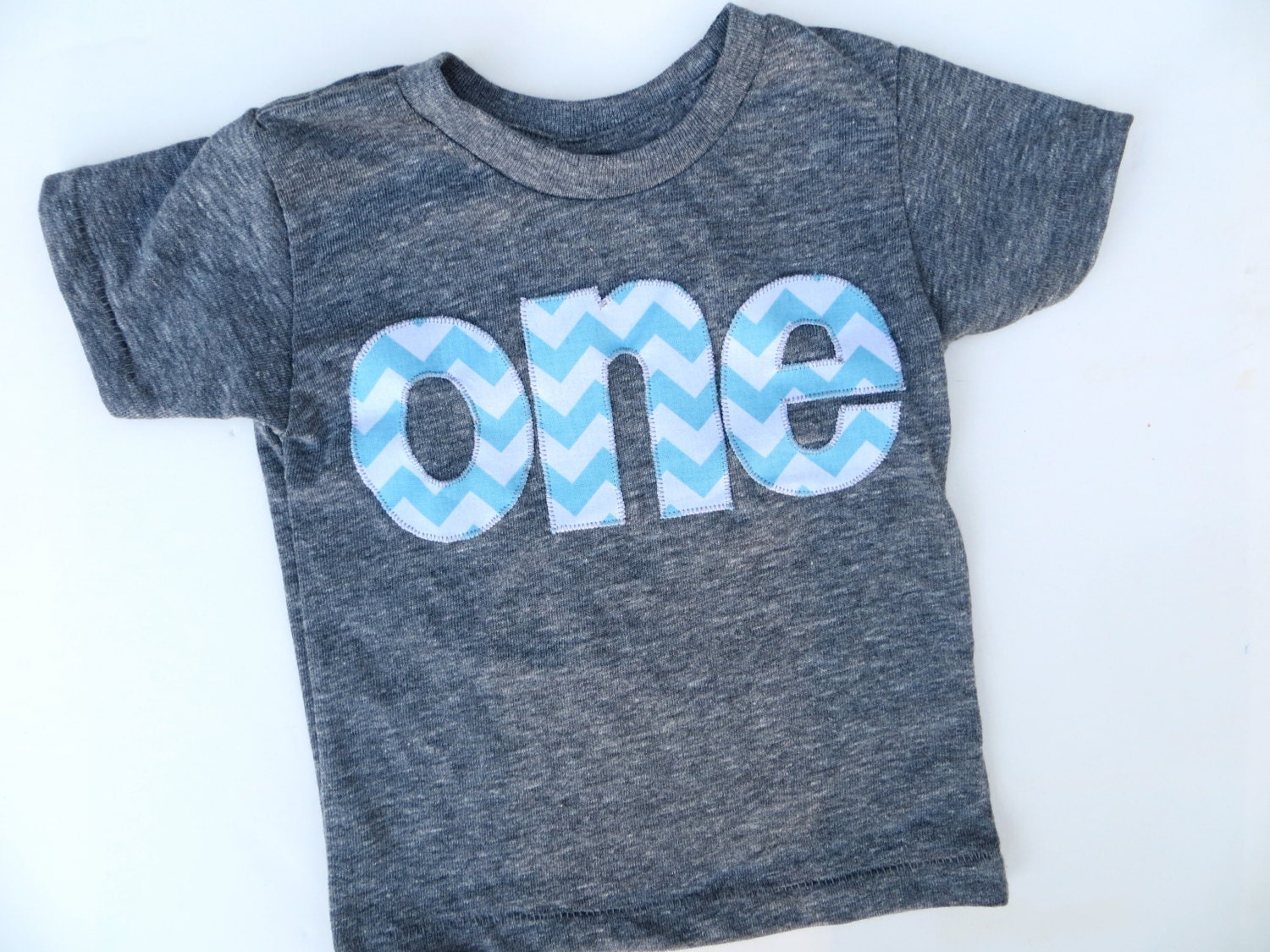 one for 1st Birthday Aqua Blue for boys Chevron Number for any Birthday -  Pick a chevron color Birthday Shirt