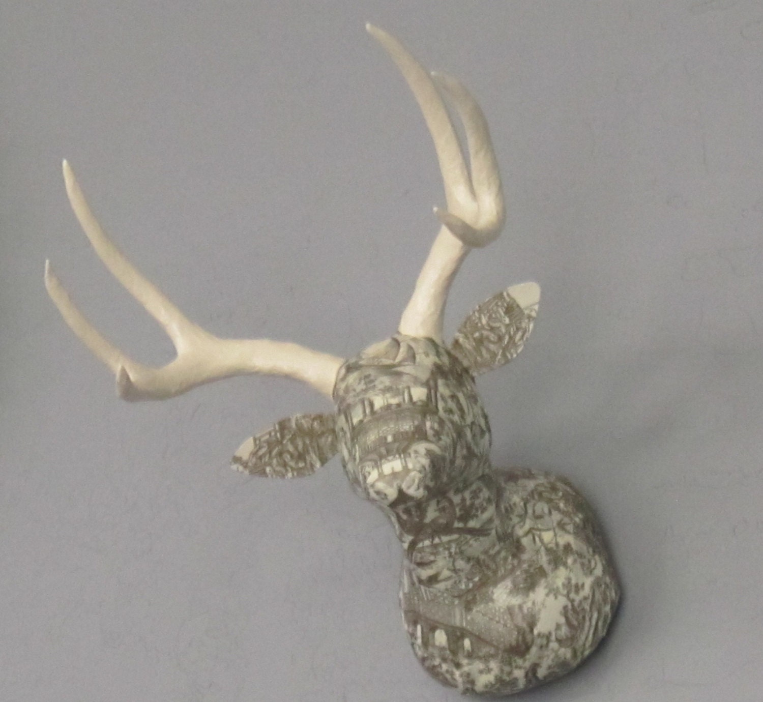 Faux Taxidermy Deer Head - Oriental Toile