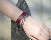 Leather and chain wrap bracelet