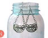 Upcycled Vintage 747 Tear Drop Chandelier Earrings with Silver Plated Fishhooks