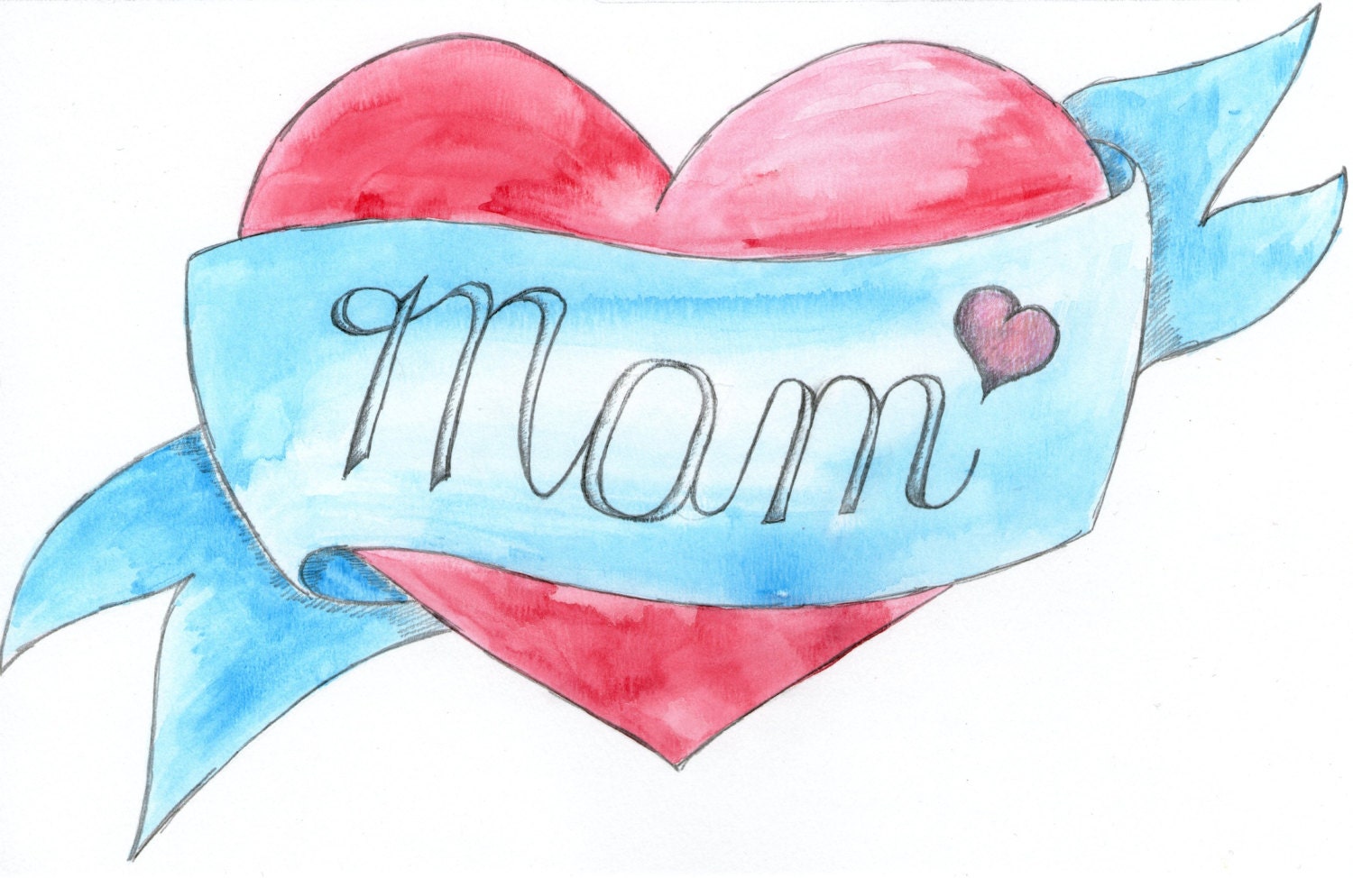 Mom or Mum, Mother's Day Card, print from original watercolour