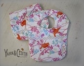 Baby Bib and Contoured Burp Cloth Set - Choose your own fabric 100% Cotton
