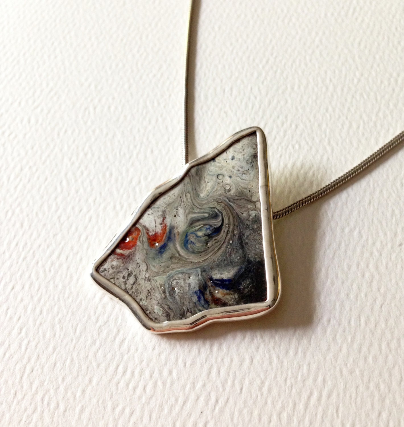 Oxide - Enameled Bezel Set Pendant