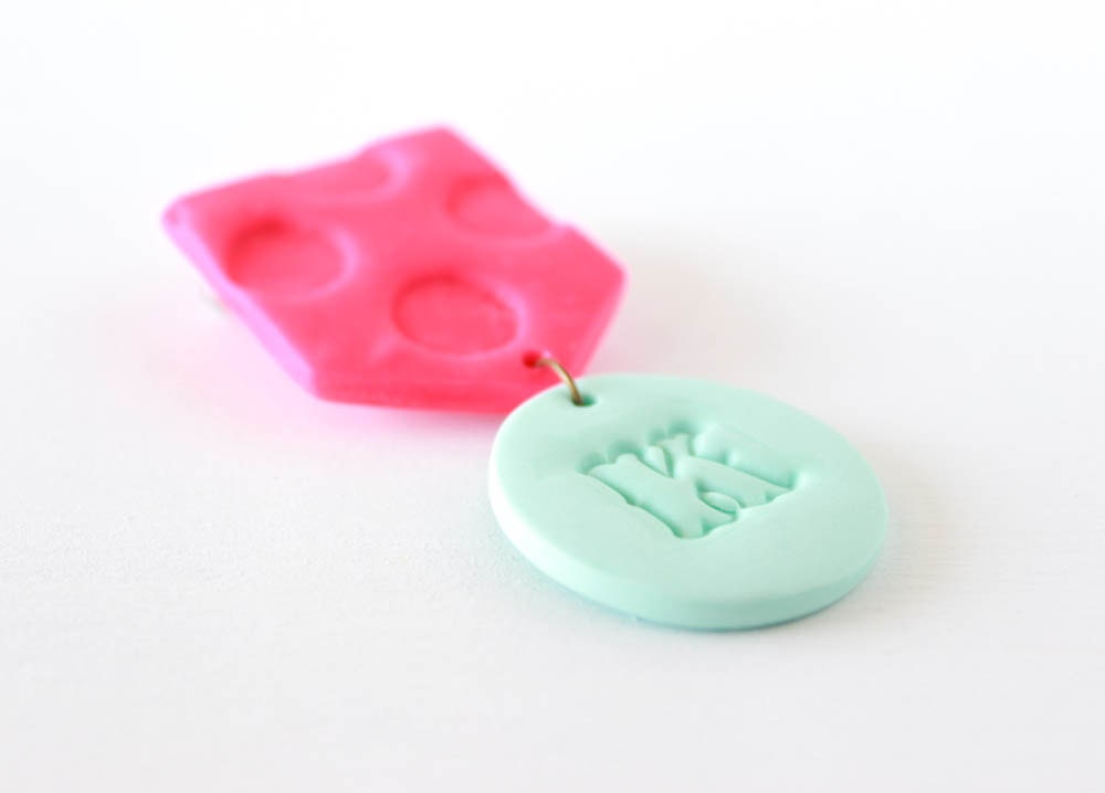 Personalized Monogram Medal Brooch, Initial Stamped Brooch, Customized Polymer Clay Brooch