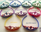 5 Princess inspired tiara headbands for dress up, games, beauty pageant, birthday, flower girl, party favor, bridal shower
