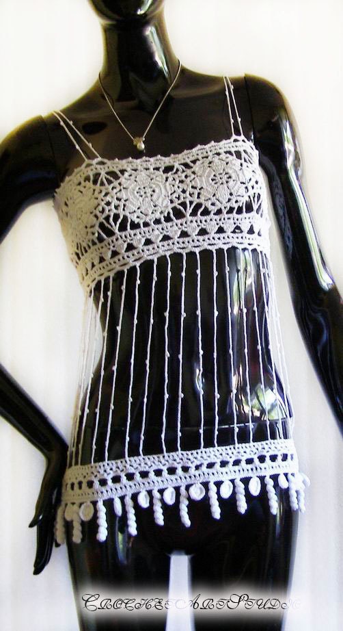 Eco Friendly Strappy Crochet Lace Bra Top or Tunic