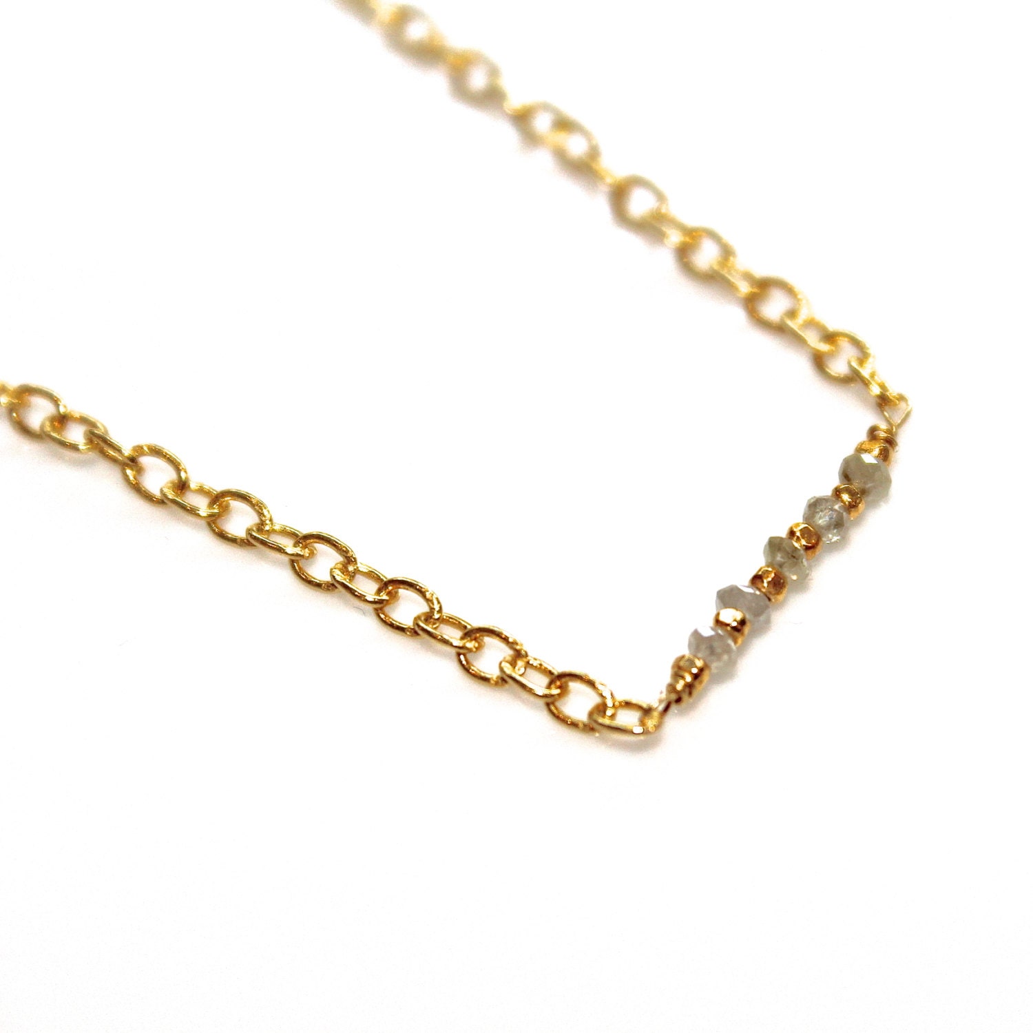 Diamond Bar Necklace Authentic Diamond Rondelle Gold Vermeil Ready to Ship